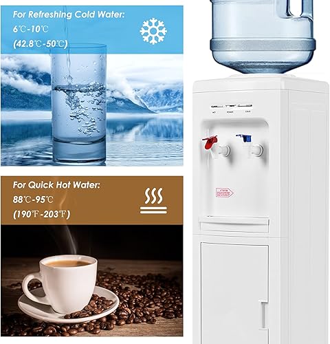 Miniatura 3 de ARLIME Dispensador de agua de carga superior, enfriador de agua fría y caliente para botellas de 3 a 5 galones, bloqueo de seguridad para niños,