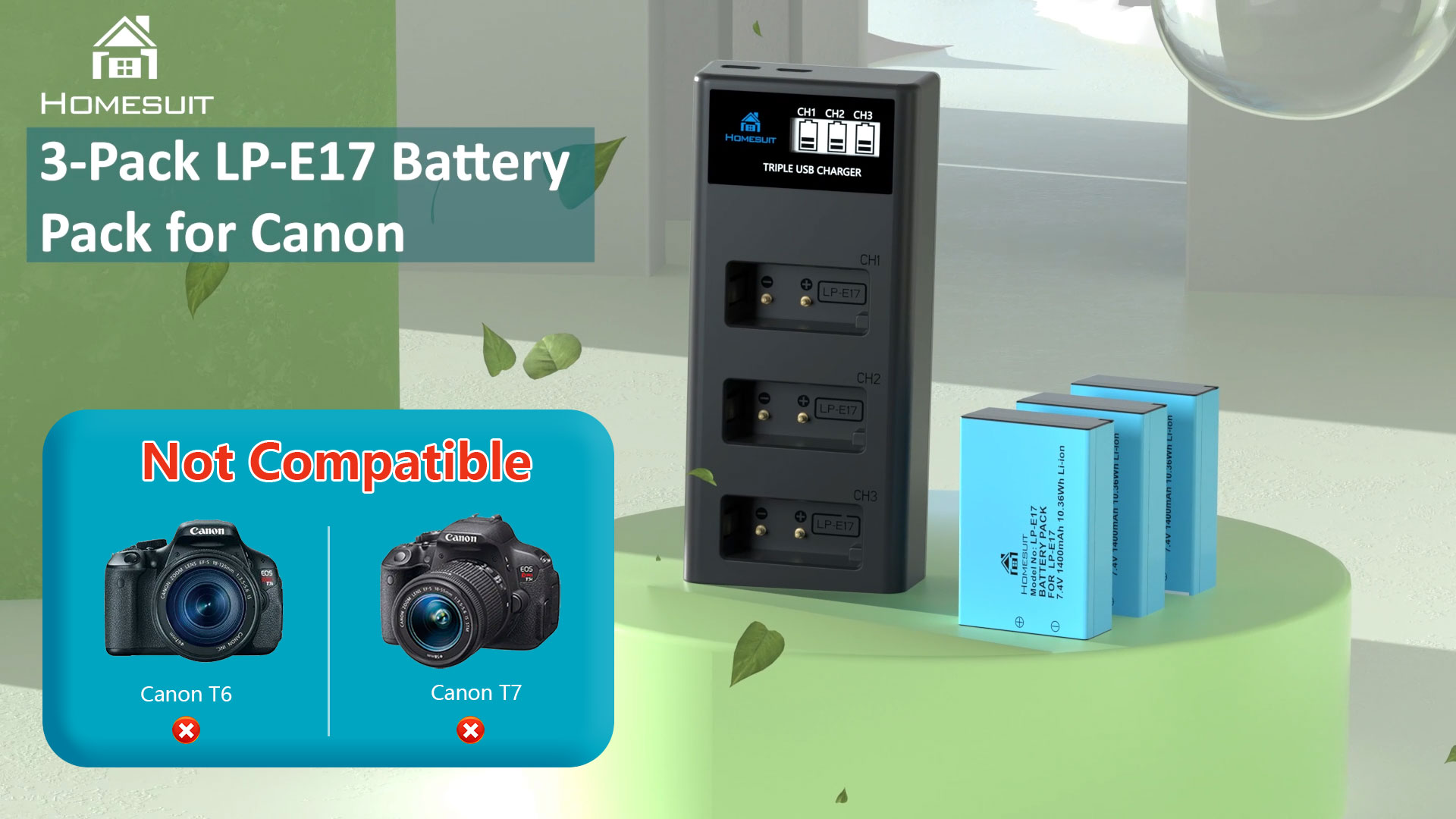 ENEGON Batteries LP-E17 1500mAh Charge Directe Type-C - Pour Canon Rebel SL2, R10, M6, EOS RP