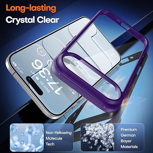 Miniatura 224 de TAURI Funda 3 en 1 para iPhone 13 Pro, [no amarilla] con 2 protectores de pantalla, funda delgada a prueba de golpes para iPhone 13 Pro, color negro