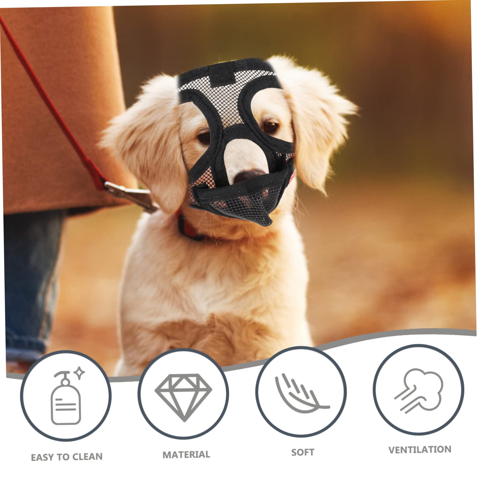 BESPORTBLE 4pièces Muselière Respirante Maille pour Chiens à Museau Court Conçue pour Aboiements Et Morsures Ajustable Et Confortable