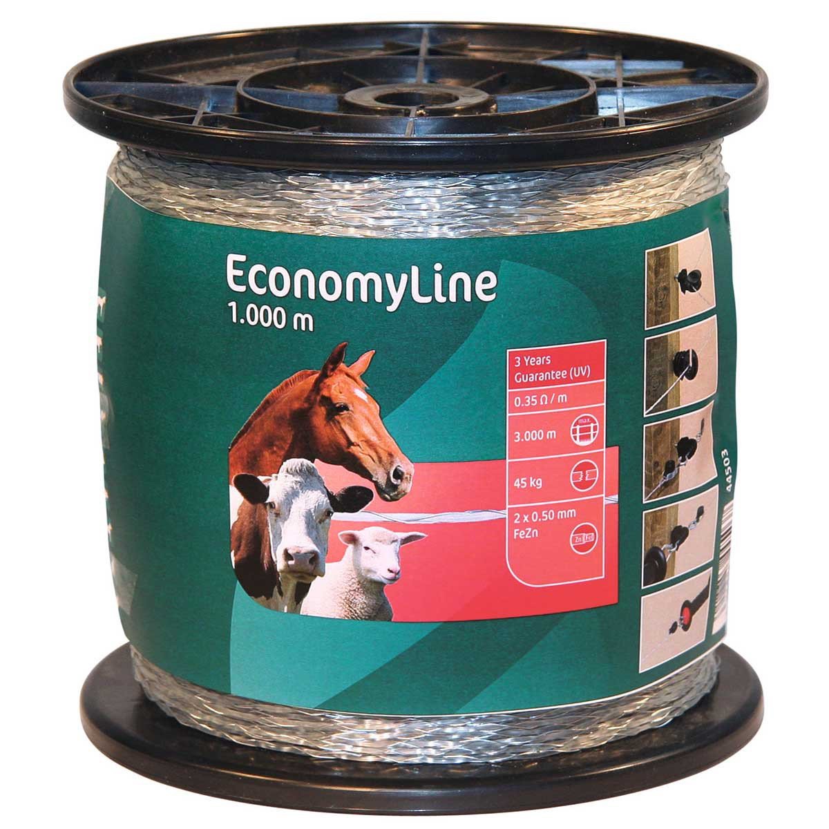 Kerbl EconomyLine Weidezaunlitze Mono-Litze Elektrozaun 1000 m