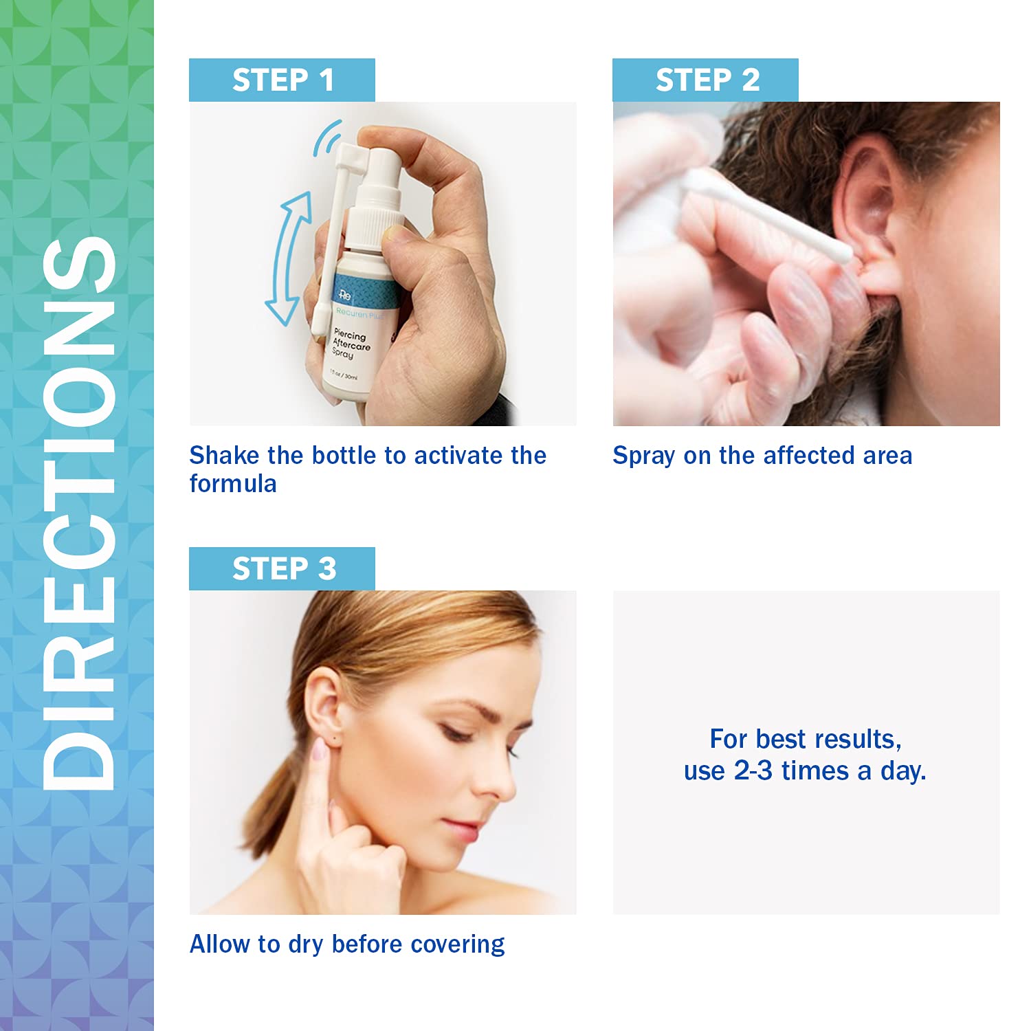 Recuren Plus Piercing Aftercare Spray Solution to Shrink Piercing Bumps