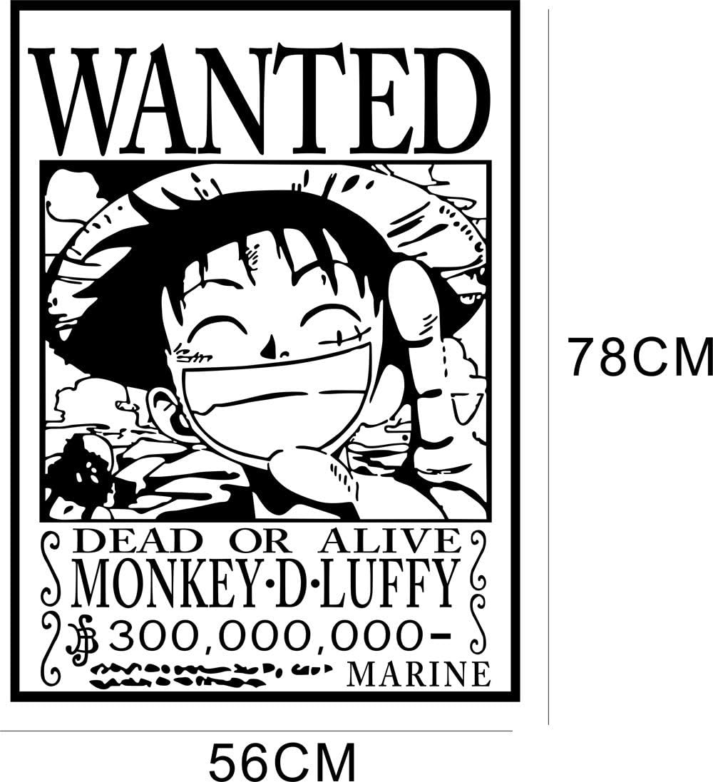Amazon アニメマンガ One Piece ワンピースルフィルフィ指名手配ポスター令状ウォールステッカービニールデカール家の装飾 60x80cm ブラック ウォールステッカー オンライン通販