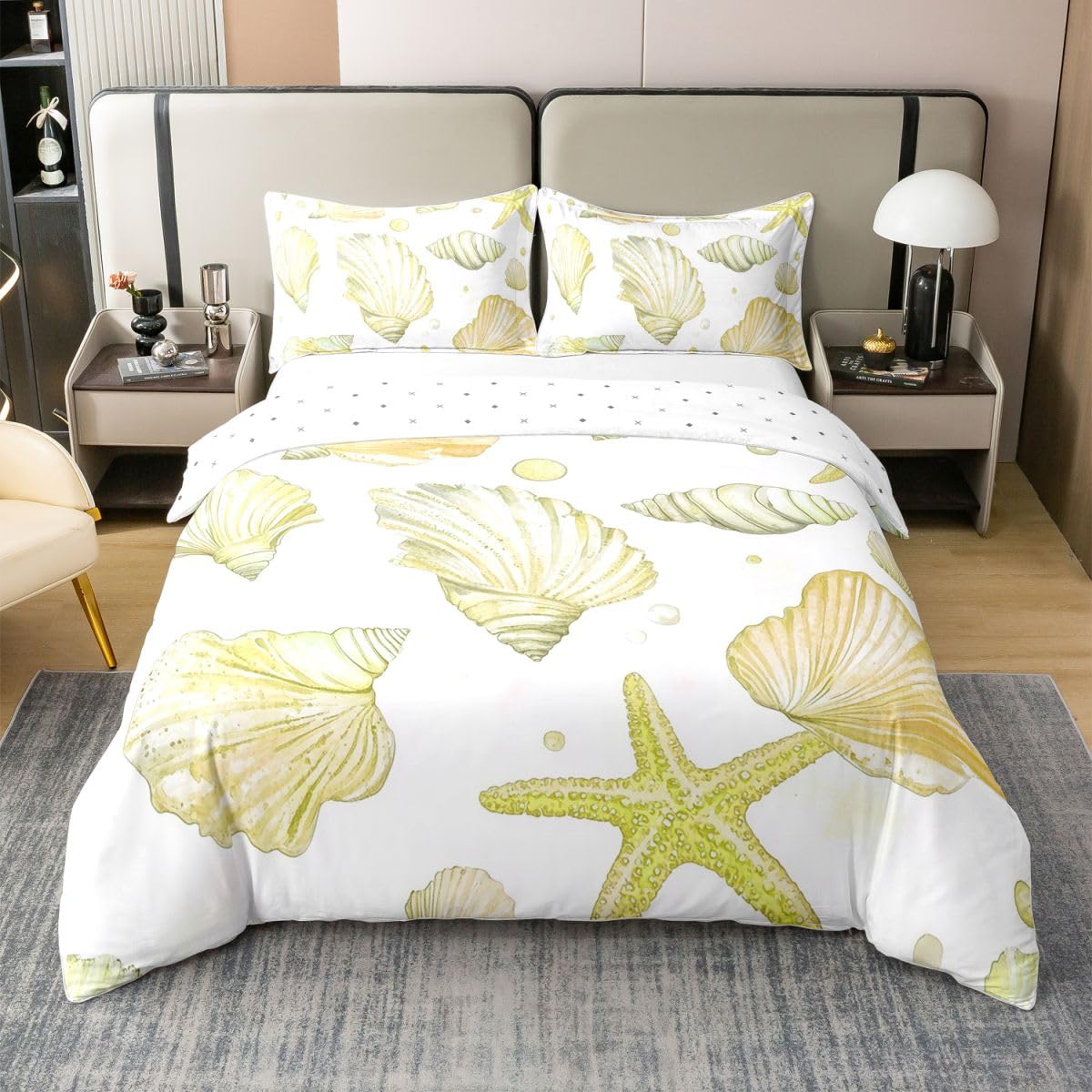 Housse de couette 240x260 cm coton parure lit enfant coquillage étoile de mer