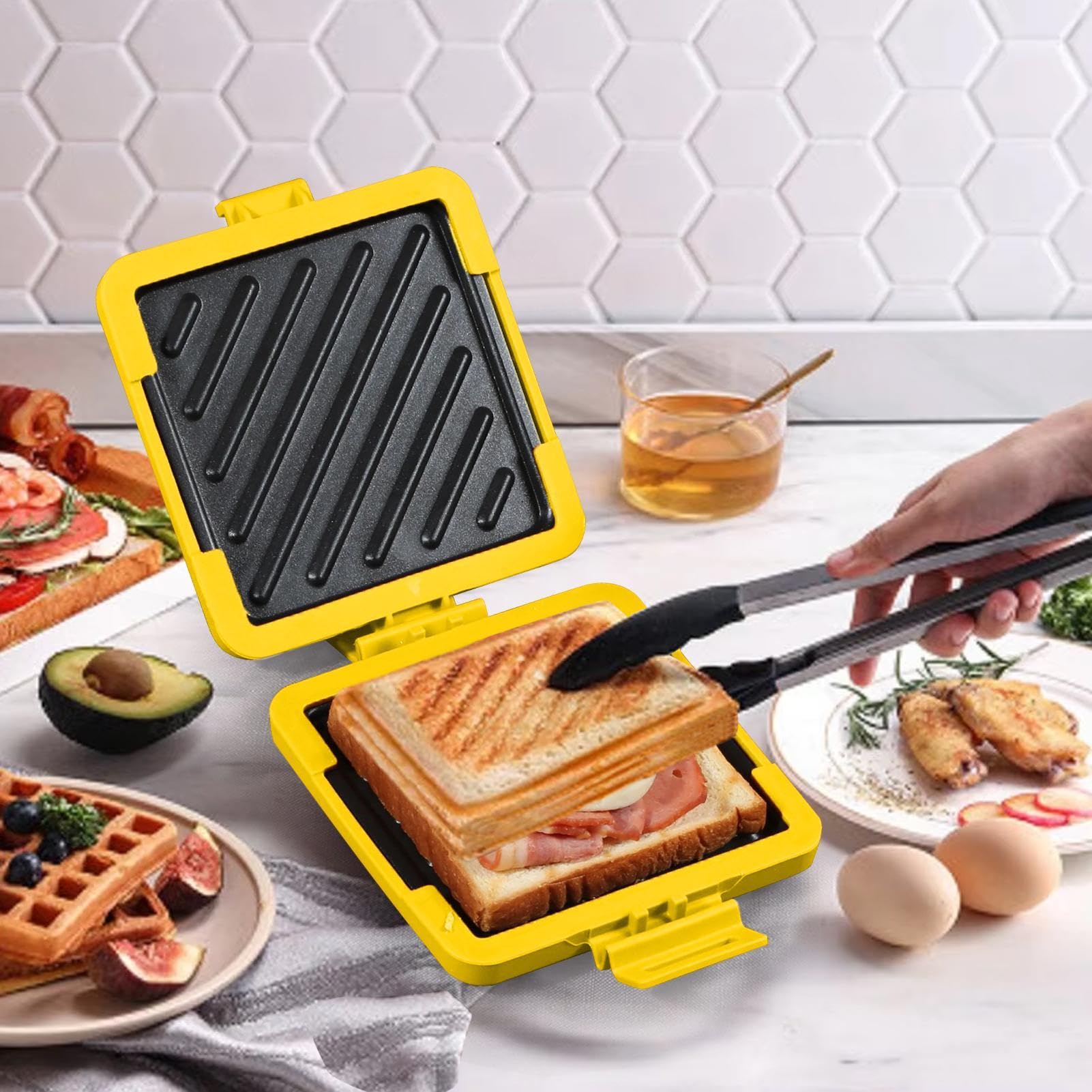 Kuchenka mikrofalowa, tosty, opiekacz do kanapek w kuchence mikrofalowej, nieprzywierający grillowany ser, opiekacz do tostów, panini, boczku, piersi kurczaka