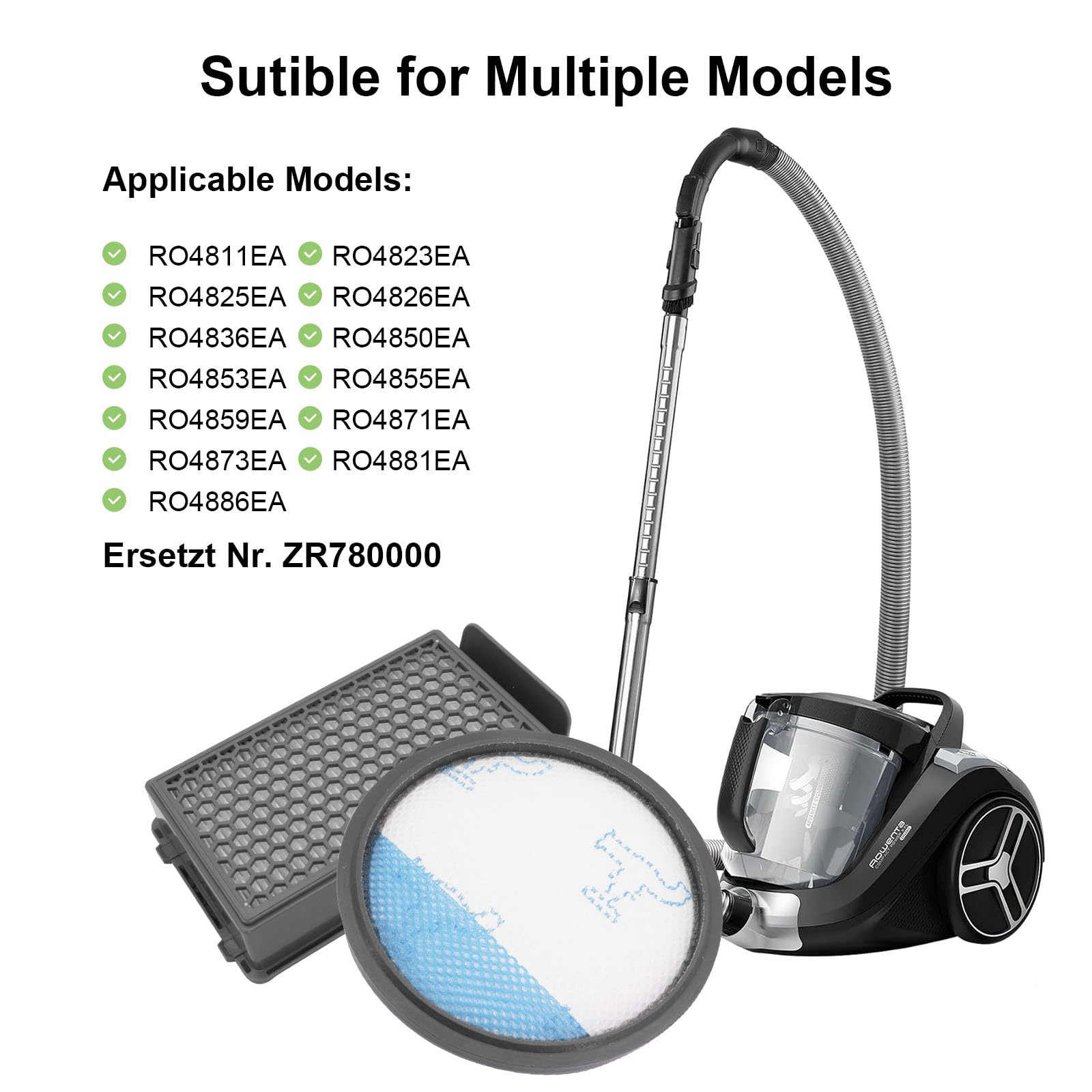 Filtre De Remplacement Pour Rowenta Compact Power XXL - Compatible RO4811EA, RO4823EA, Etc. - Kit HEPA + Mousse - 7