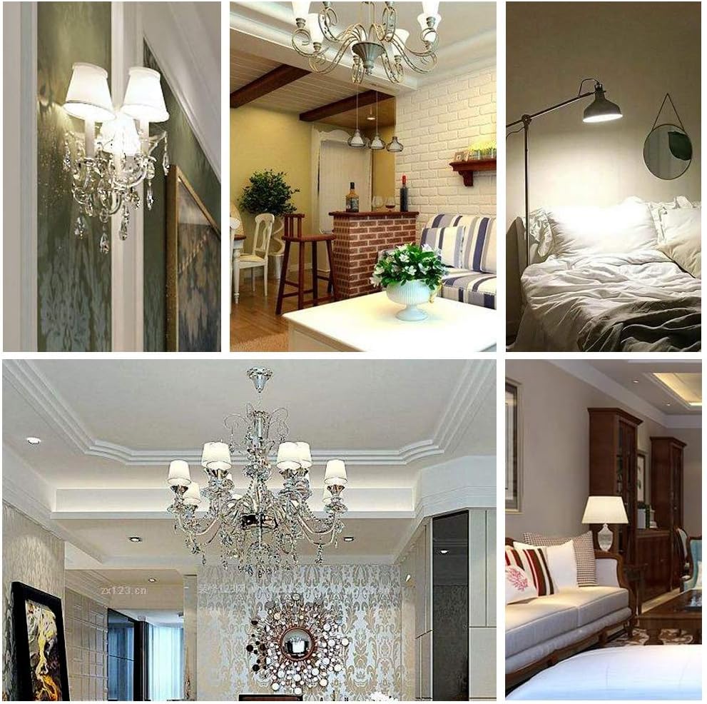 E12 LED Light Bulbs 3W Equivalent 30W Halogen Bulb Daylight White 6000K T3 T4 Edison Screw Candle Base Mini Non-Dimmable AC110-120V for Ceiling Fan Chandelier Indoor Decorative Lighting 4 Pack