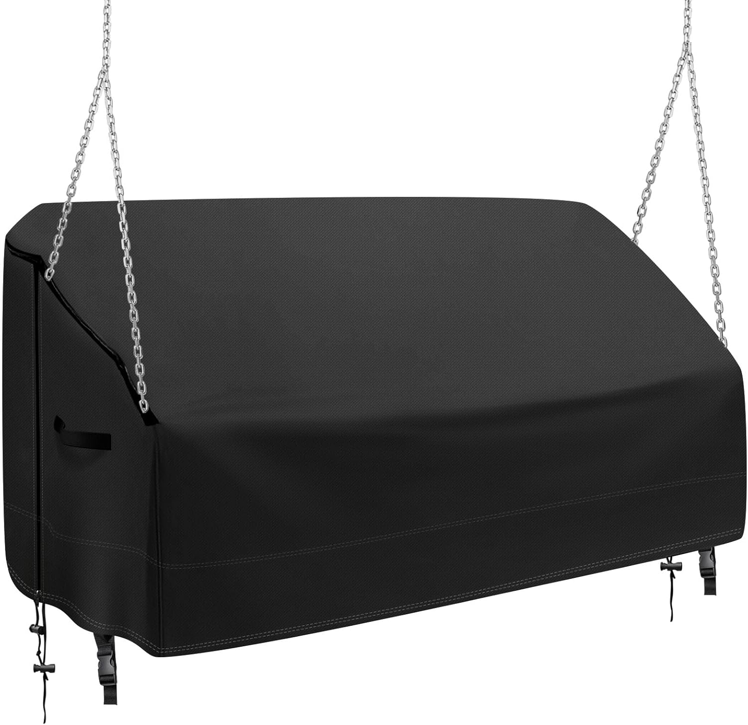 Porch Swing Cover Waterproof 600D Oxford Outdoor Protected Cover for Hanging Swing Chair Patio Garden Furniture Covers with ​Elastic straps（56”Lx32”Wx25”H Black）