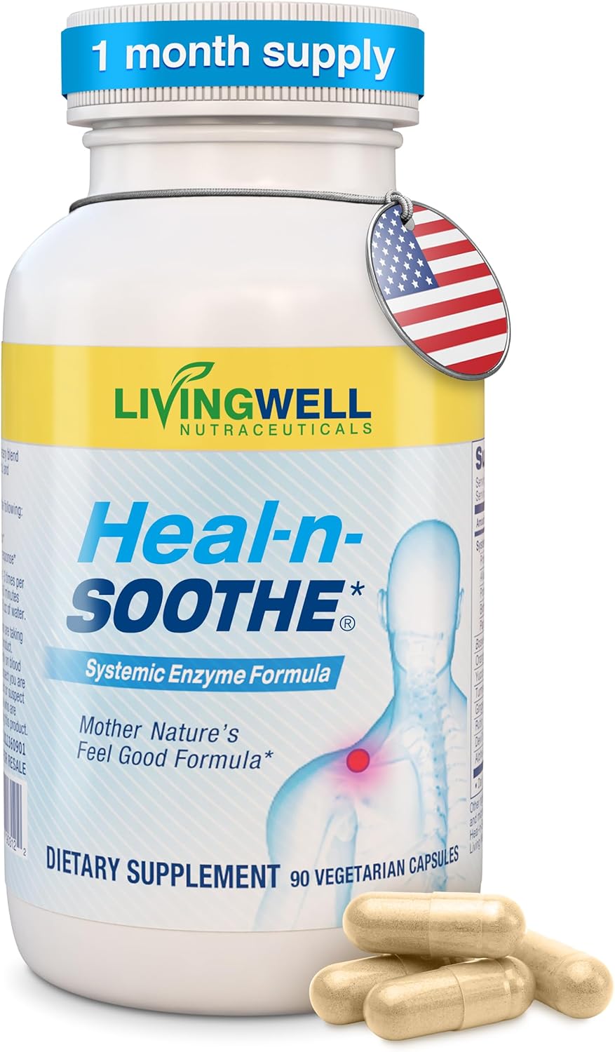 Product image of HEAL-N-SOOTHE Joint Support Supplements - Proteolytic Enzymes like Bromelain & Papain, with Boswellia, Turmeric & Ginger- Promotes Protein Digestive Function & Body Defense Wellness- 90 Count (1 Pack)