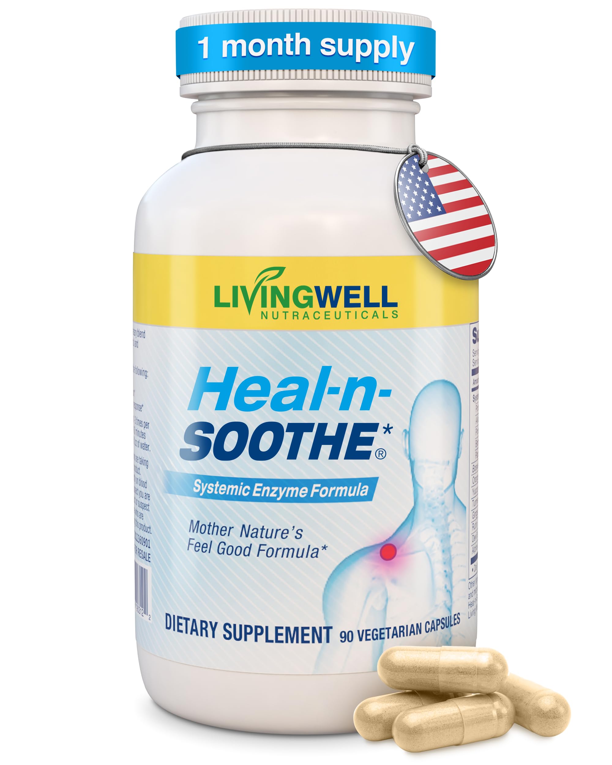 HEAL-N-SOOTHE Anti Inflammatory Supplement Proteolytic Enzyme - Natural Joint Supplement for Inflammation Joint Relief 90 Count for Men and Women