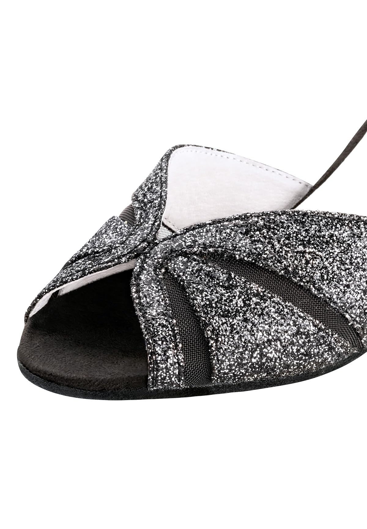 Anna Kern Delphine 780-60 Open Toe Dance Shoes (UK Size) (Black/Silver Sparkle, Adult, Women, 1, Numeric, US Footwear Size System, Medium)
