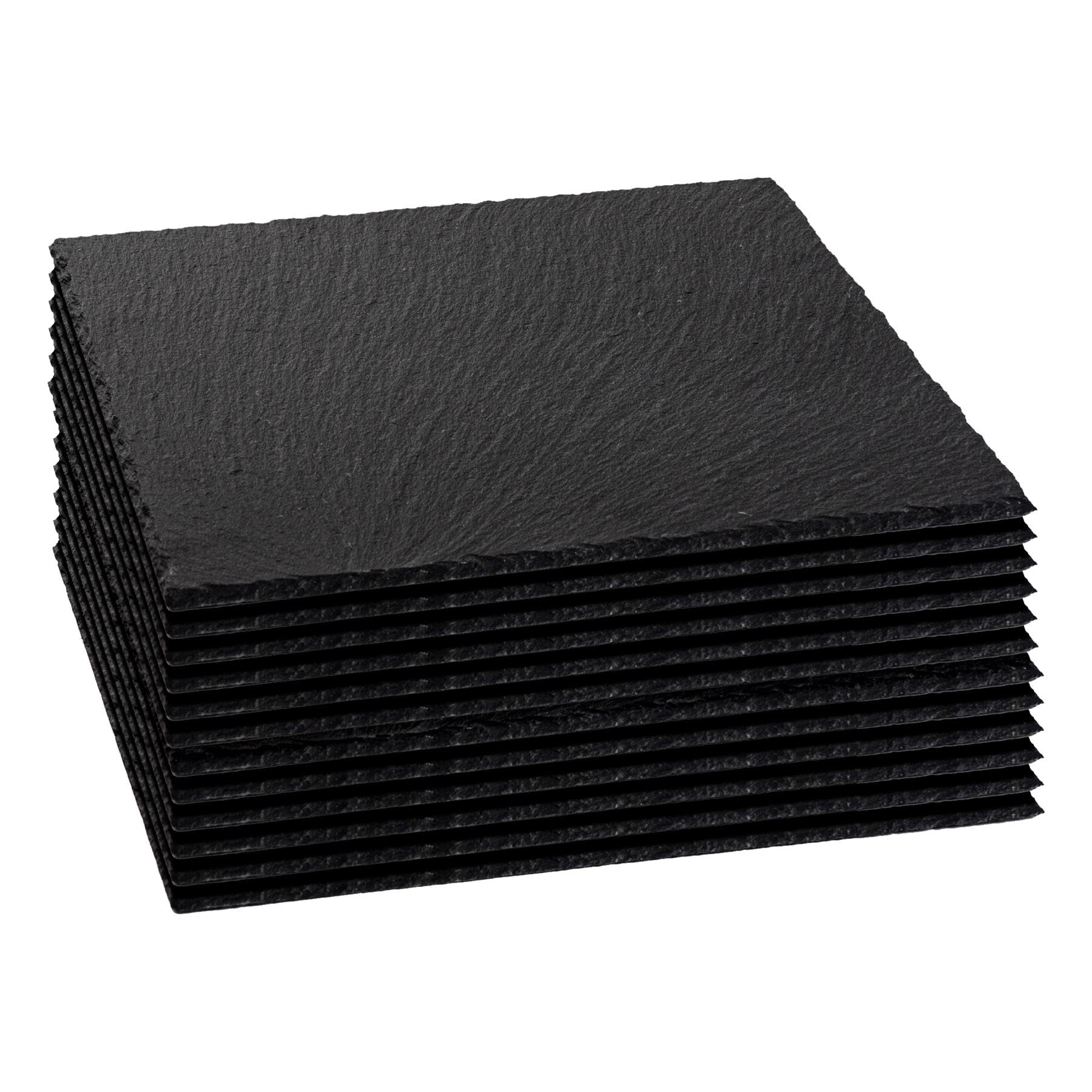 Argon Tableware Square Slate Placemats - 33cm - Natural Black Stone - Set of 12