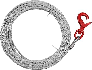 TOPTGO Galvanized Steel Winch Cable 3/8" x 100' - 17,600 lbs Breaking Strength, 6x19 Strand, Swivel Hook for Tow Trucks, SUVs, Cranes