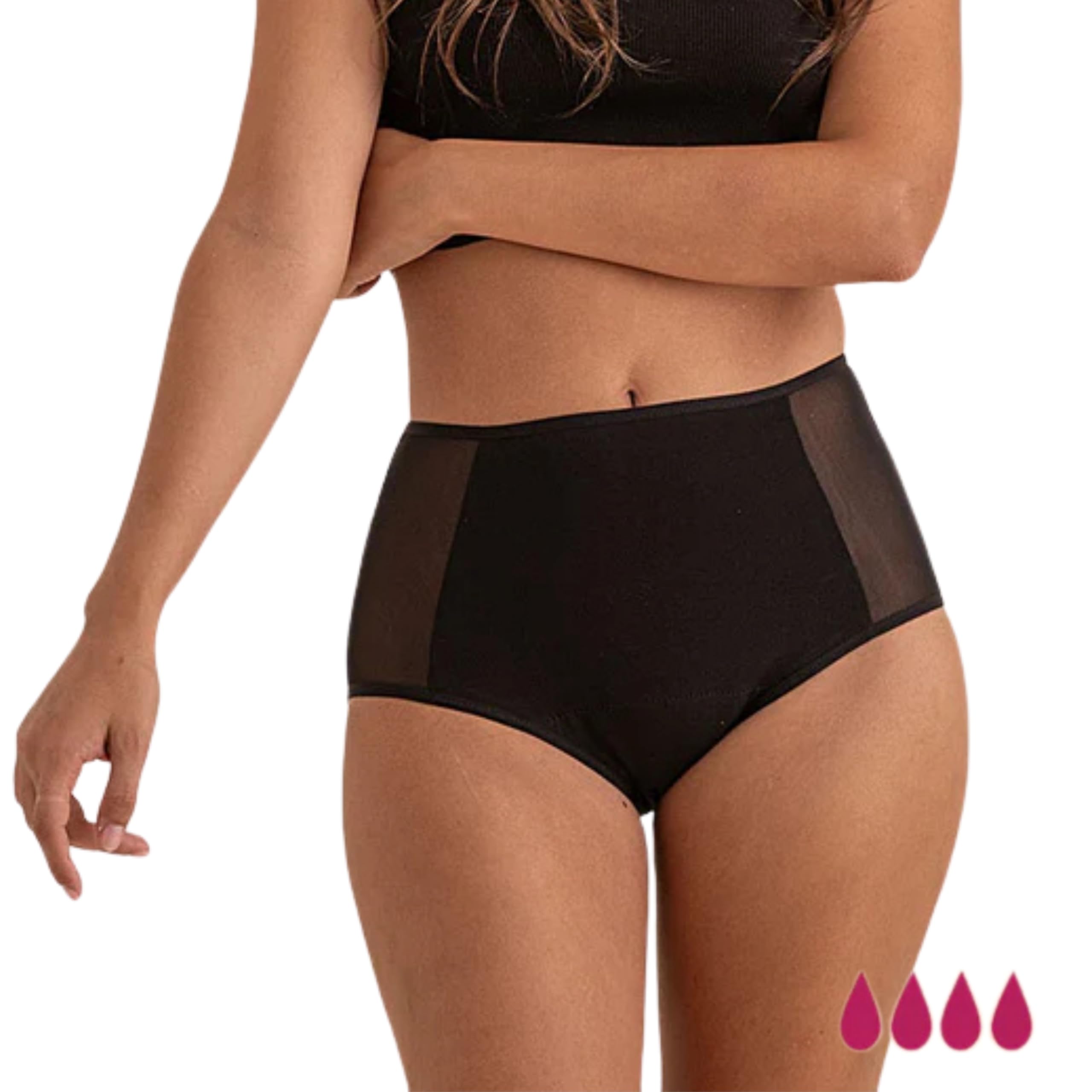 ANAISSA Pack 2 Bragas Menstruales Reutilizables de Algodón para Flujo Abundante e Incontinencias - Alta Absorción - Protección Delantera y Trasera - Talle Alto
