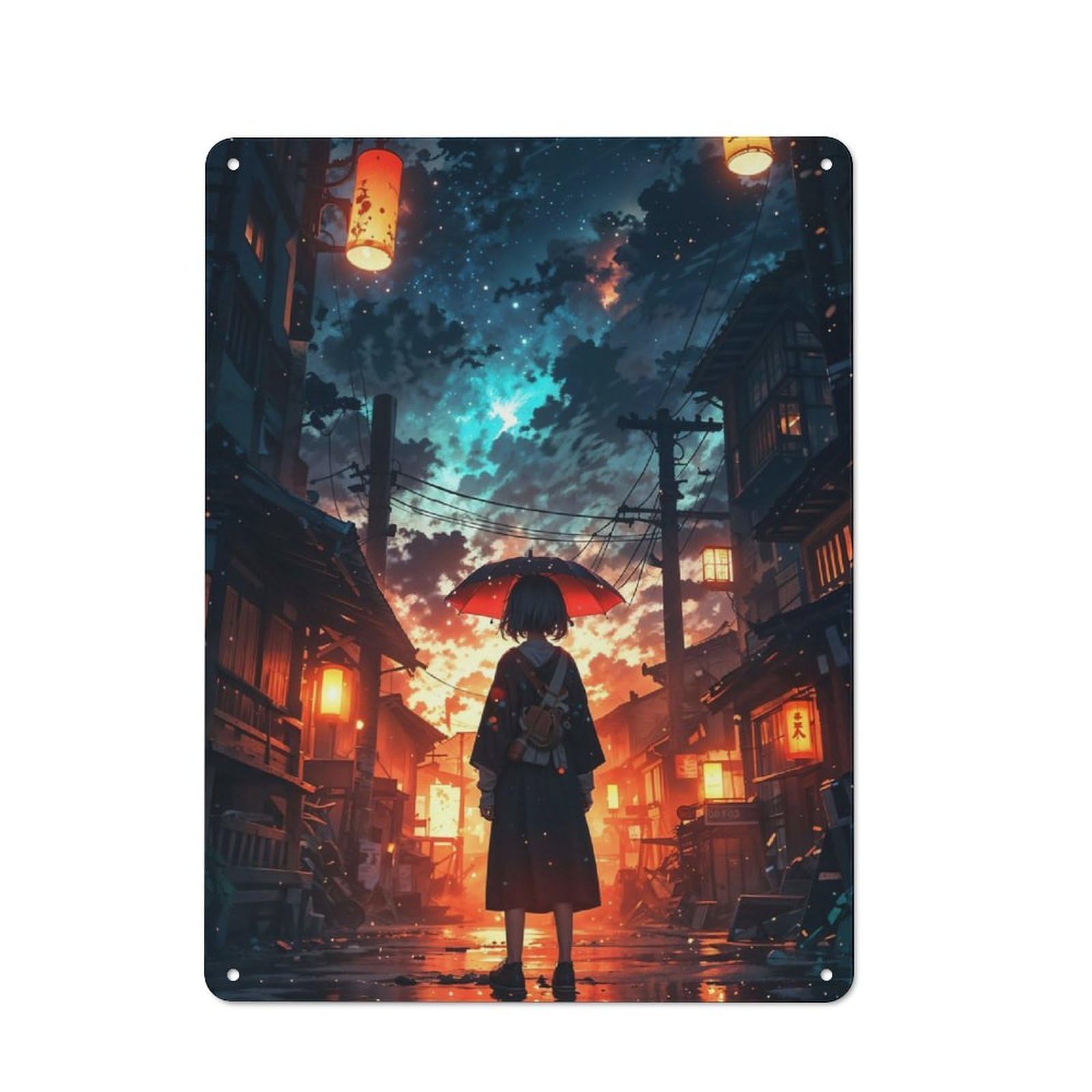 Junmoney Girls Umbrella Anime Cosmo Vintage Metal Sign 40X30cm Featuring Home Bar Decor For Cafe, Pub, Workshop Or Home Bar