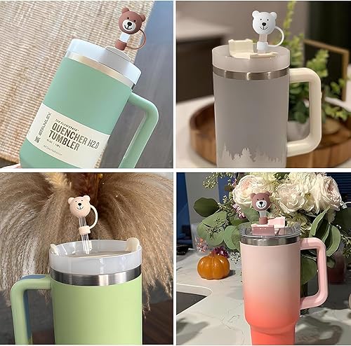 Miniatura 5 de Paquete de 3 fundas de popote para copa Stanley, fundas de popote de silicona reutilizables, cubierta de popote compatible con Stanley de 30 y 40