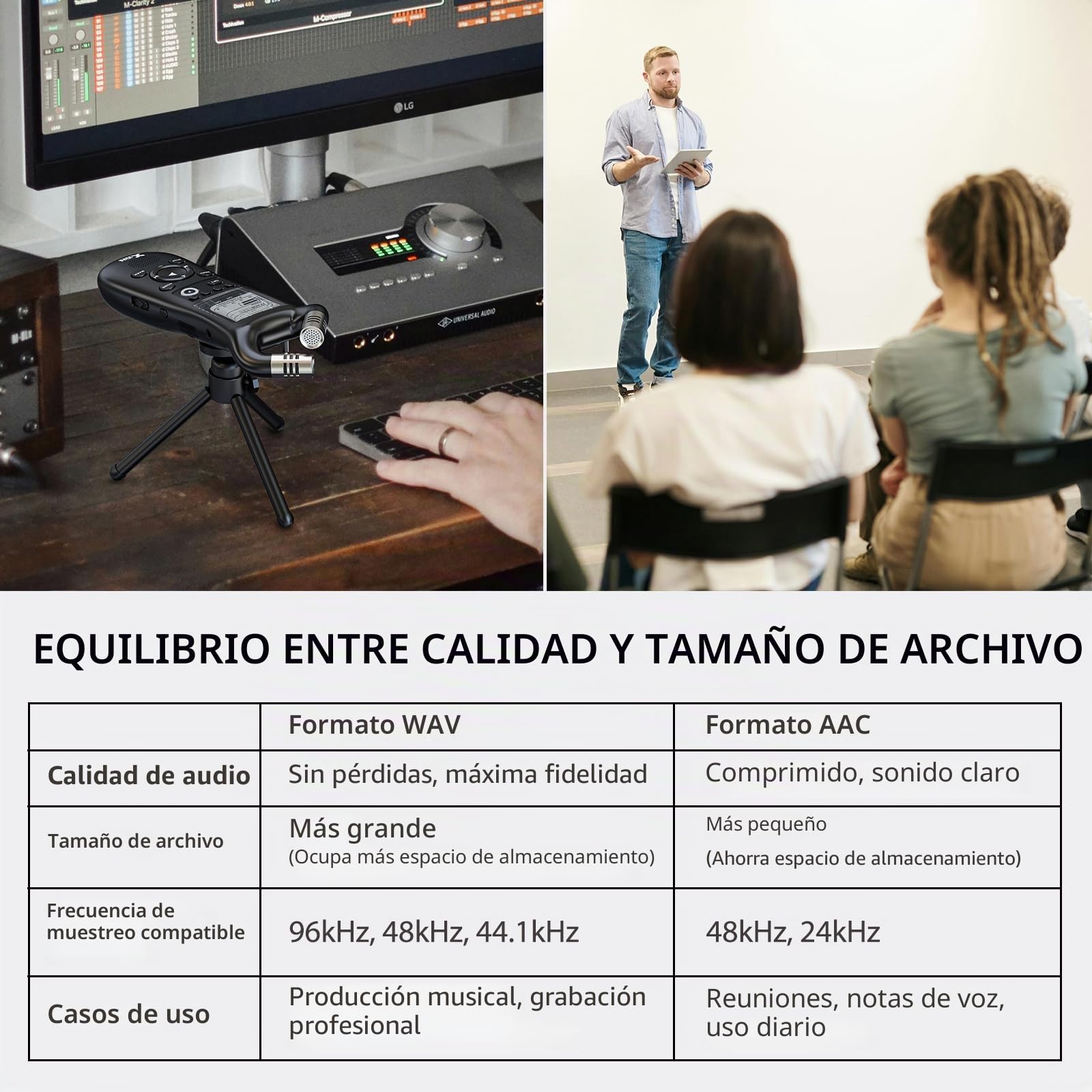 Xvive - Grabadora de mano digital XV1-R con micrófonos integrados - grabación wav mono estéreo