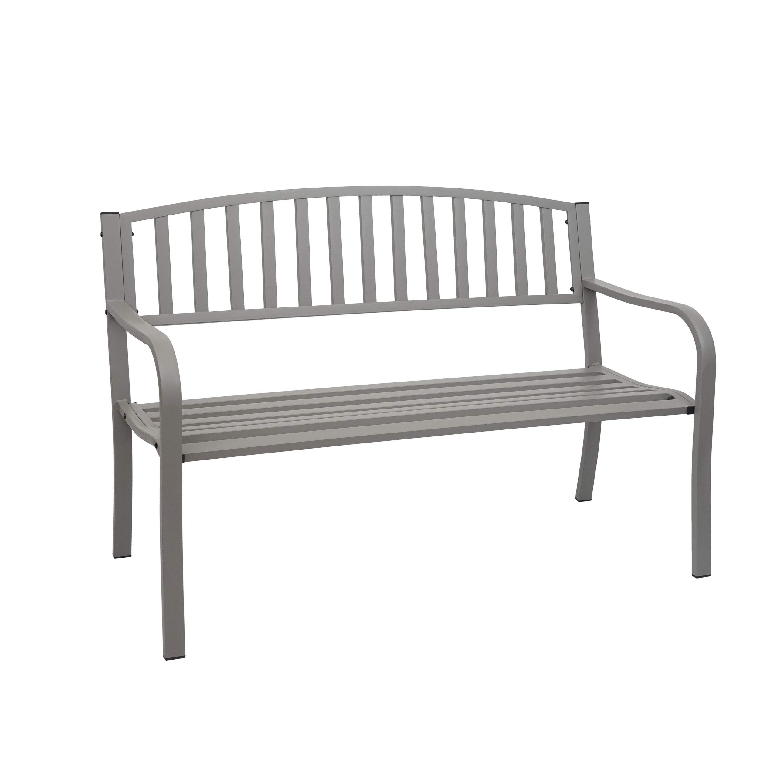 Mendler Gartenbank HWC-F43AM, Bank Parkbank Sitzbank, 2-Sitzer pulverbeschichteter Stahl - grau