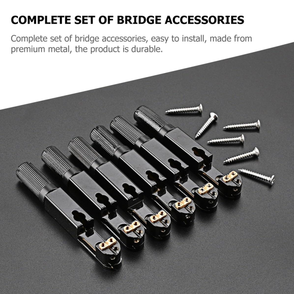 Gitarrenzubehör Metall Gitarrenbrücke Schwarz mit Kompletter Brückenteile Zubehör für Gitarrenreparatur und Austausch Defekter Teile Satz