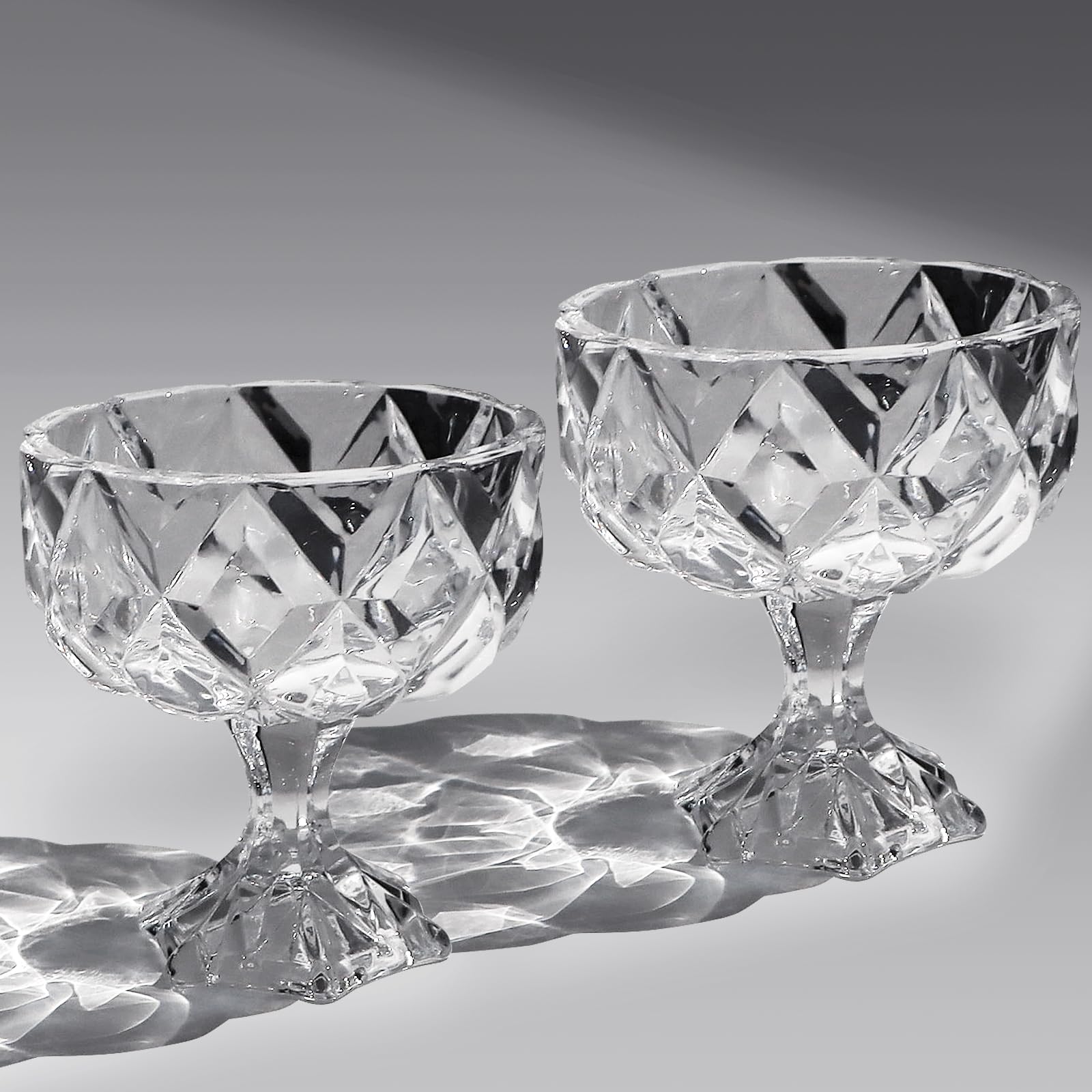 Hioph Set of 6 Stemmed Glass Bowls for Prawn Cocktail Appetizers, Trifle, Sundae, Fruit, Ice Cream, Pudding, Small Snacks - Image 3