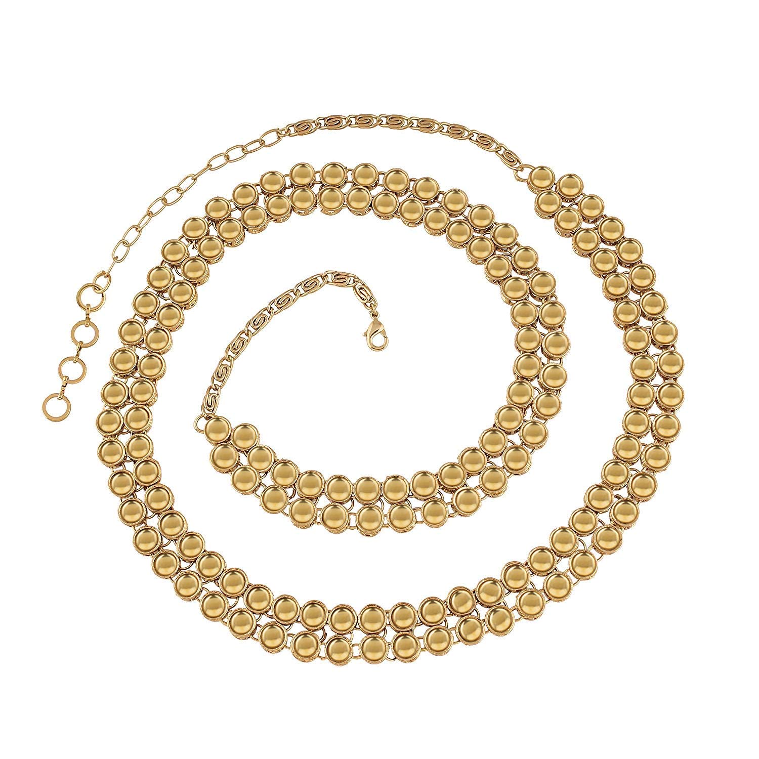 I Jewels Rhodium Plated Indian Wedding Bollywood Ethnic Kundan Studded Kamarband/Belly Chain for Women (B016-1)