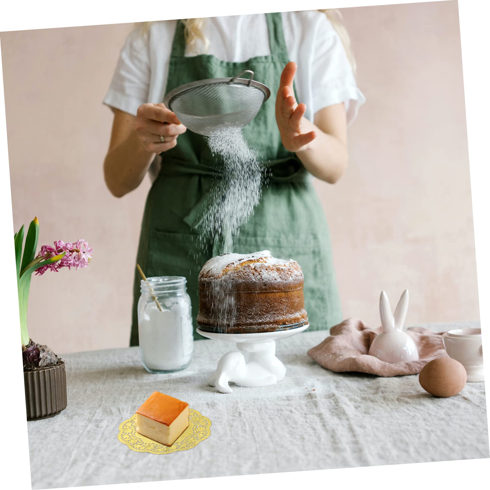 CIYODO 100pcs Paper Doilies Cake Doilies Cake Decorating Lace Doilies Paper Dessert Doilies Cupcake Toppers Food Doilies Plate Doilies Lace Coaster Gold Trim Oil Absorption Flat Pad