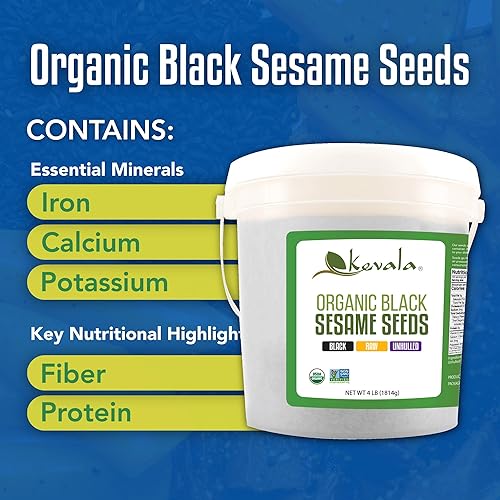 Miniatura 3 de Organic Raw Black Sesame Seeds (Unhulled) - Gluten Free Topping with a Nutty Flavor, Made to Meet Professional Chef Standards, Used as a Healthy