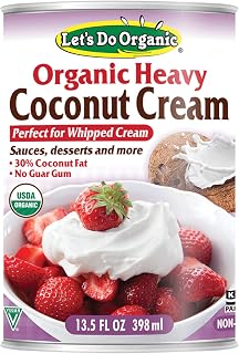 Let's Do Organic Heavy Coconut Cream - Vegan Whipping Cream, Non-Dairy Heavy Cream Alternative 13.5 oz Can