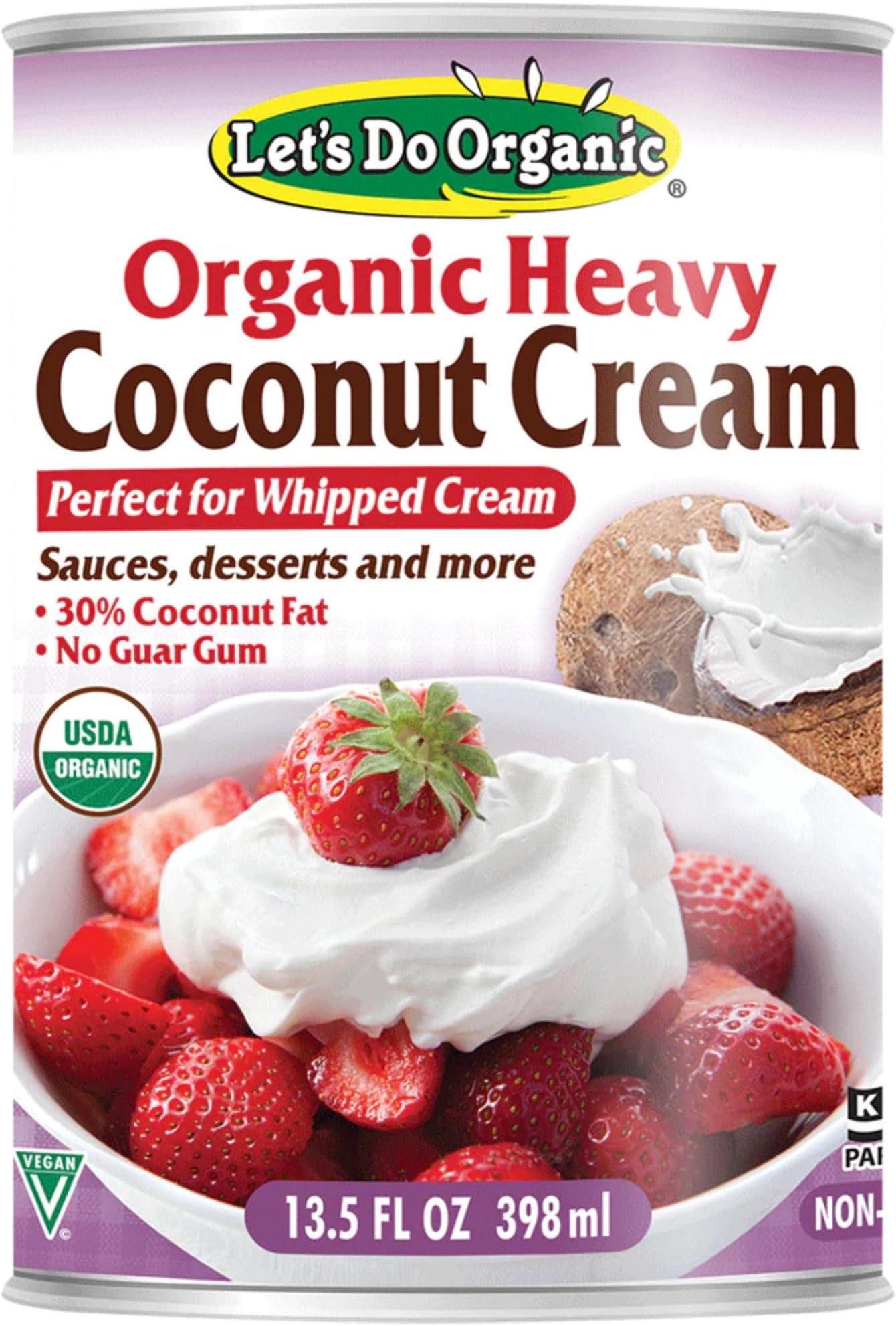 Lets Do Organic Heavy Coconut Cream - Vegan Whipped Cream, Coconut Cream Canned, Vegan Heavy Cream, Coconut Whipped Cream - 13.5 fl oz (Pack of 1)