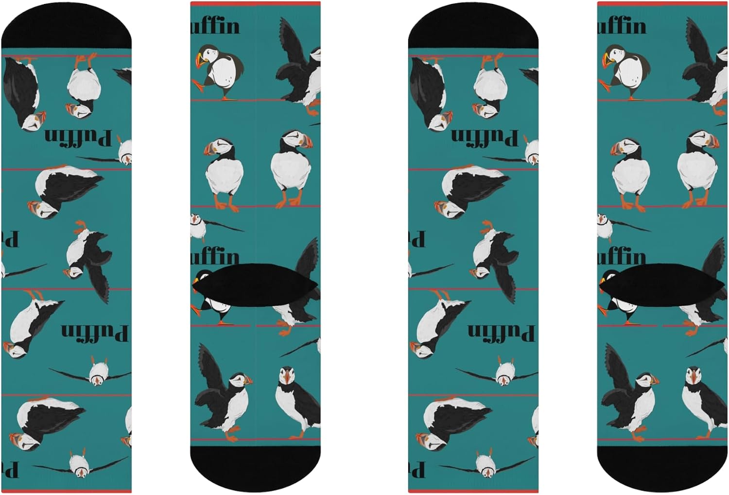Puffin Socks | Unisex, One Size, Mid-Calf, Crew | Stretchy, Comfortable | Whimsical Teal Original