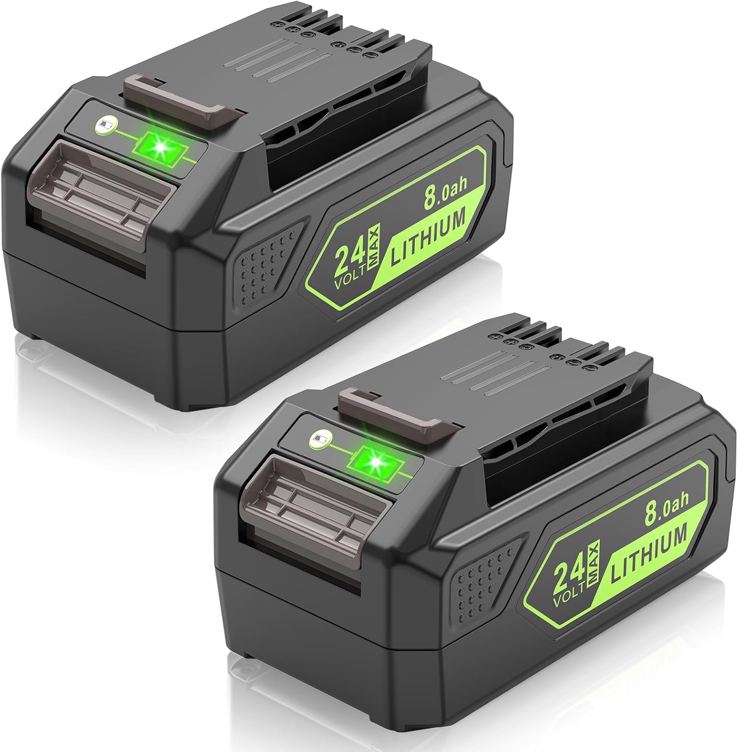 Futurebatt 2 Packs 8.0ah 24V Battery Replacement for Greenworks 24 Volt Lithium Lawn Mower Battery 29842 29852 LB24A020 for Greenworks Trimmer Weed Blower