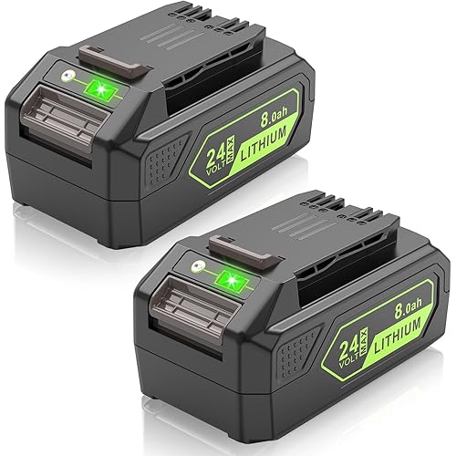 Futurebatt 2 Packs 8.0ah 24V Battery Replacement for Greenworks 24 Volt Lithium Lawn Mower Battery 29842 29852 LB24A020 for Greenworks Trimmer Weed Blower