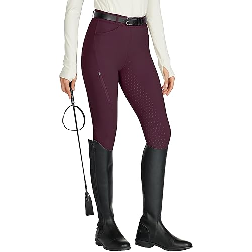 Willit Women's Horse Riding Pants Full Seat Silicone Equestrian Breeches Horseback Schooling Tights Zipper Pockets