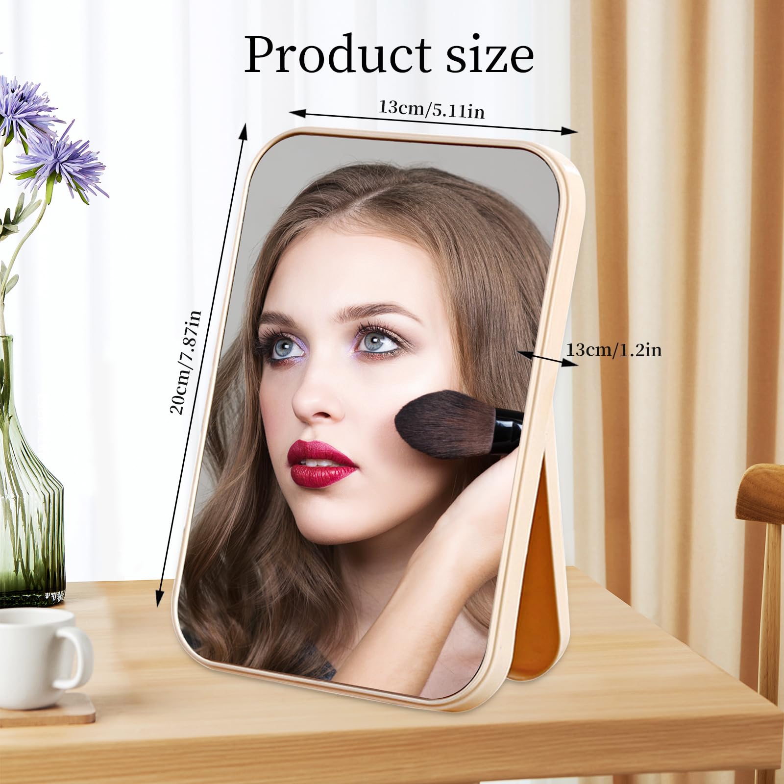 Specchio Da Trucco Pieghevole Portatile - HD 20x13,5 Cm Beige - Foto 8