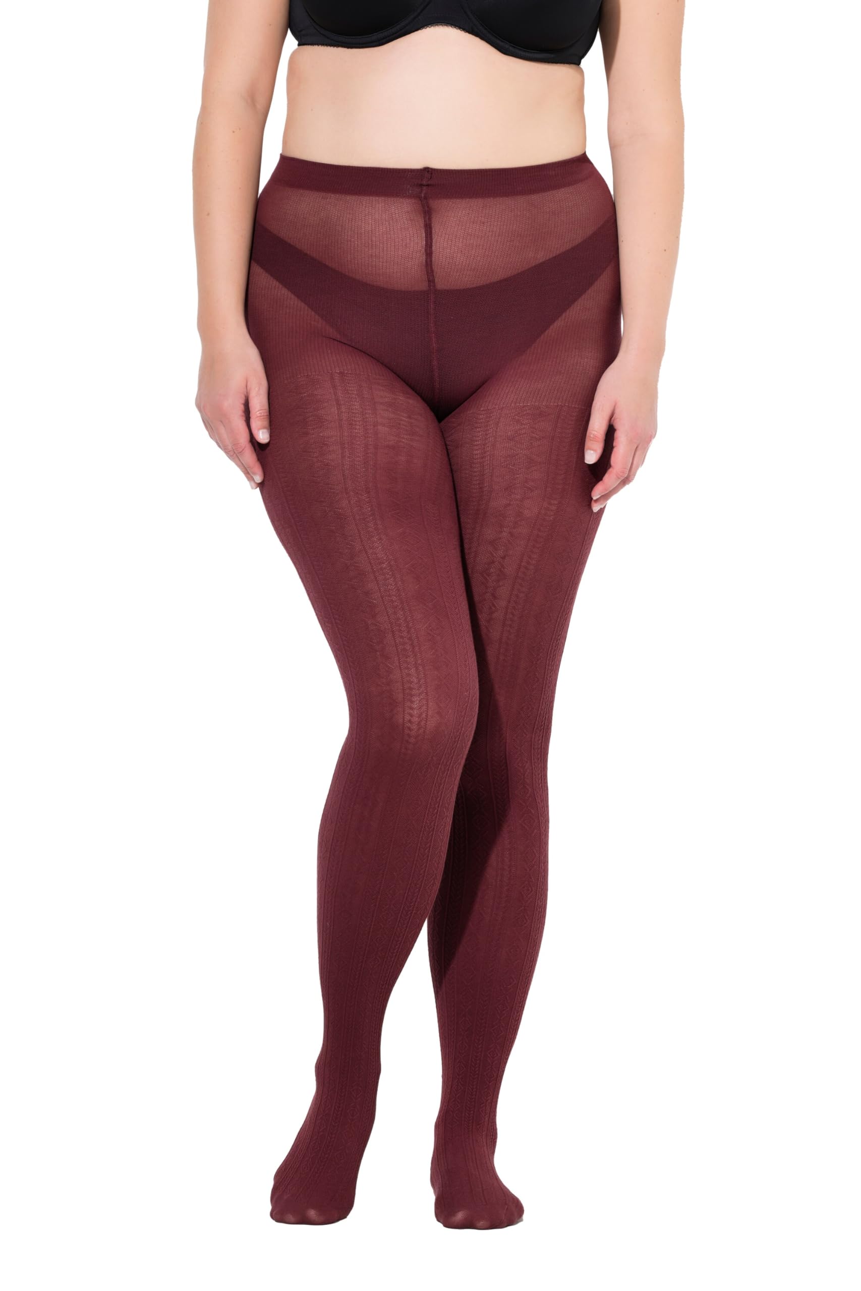 Ulla Popken Damen Strick-strumpfhose, Modisches Zopfmuster, Warm Strick-Strumpfhose, modisches Zopfmuster, warm