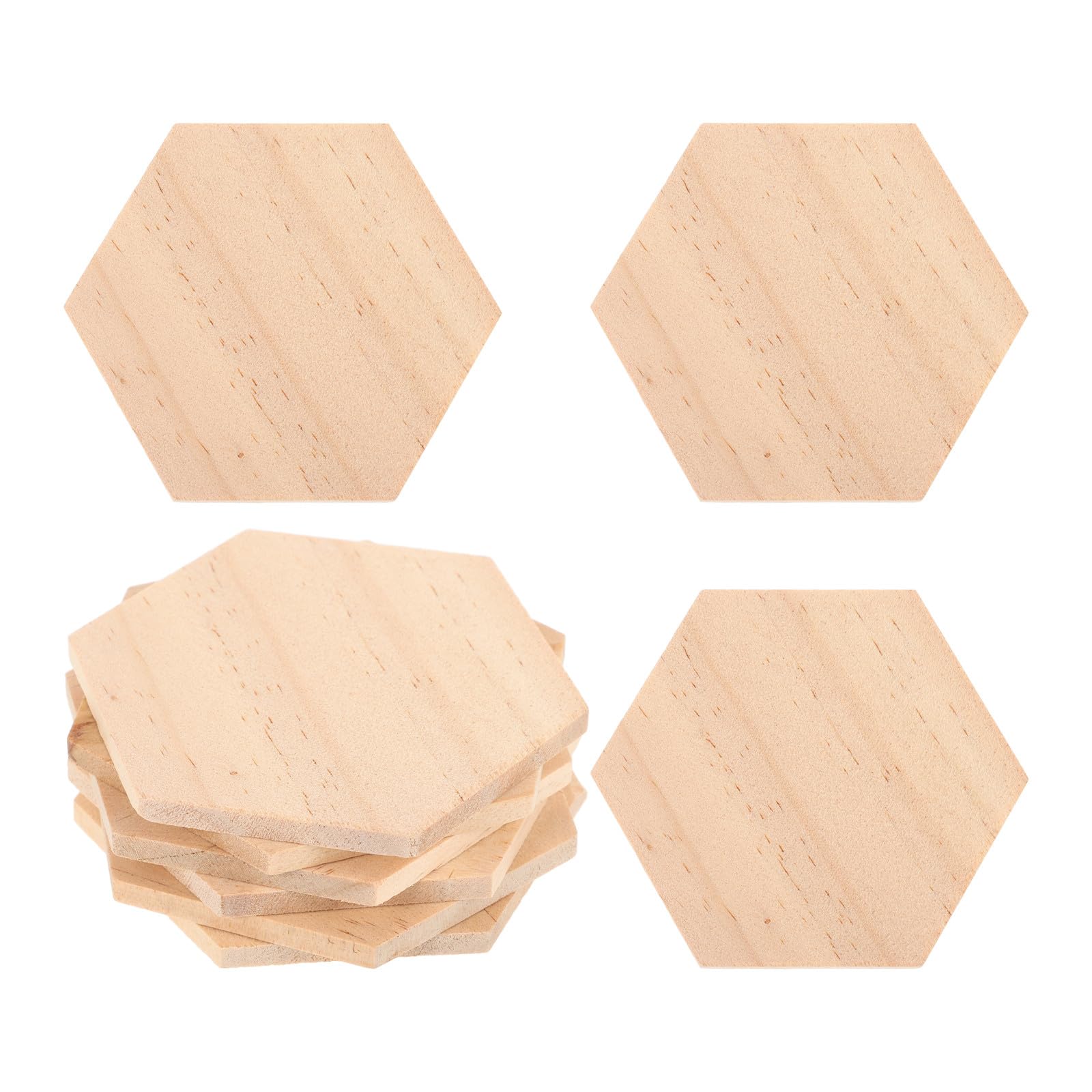 Sechseckige Holzscheiben 25 Stück Packung Unbehandelt Beige | Glatte Oberfläche, zum Beschriften oder Bemalen, 3, 54x3, 54x0, 20 Zoll, für Hochzeit und Weihnachtsdeko