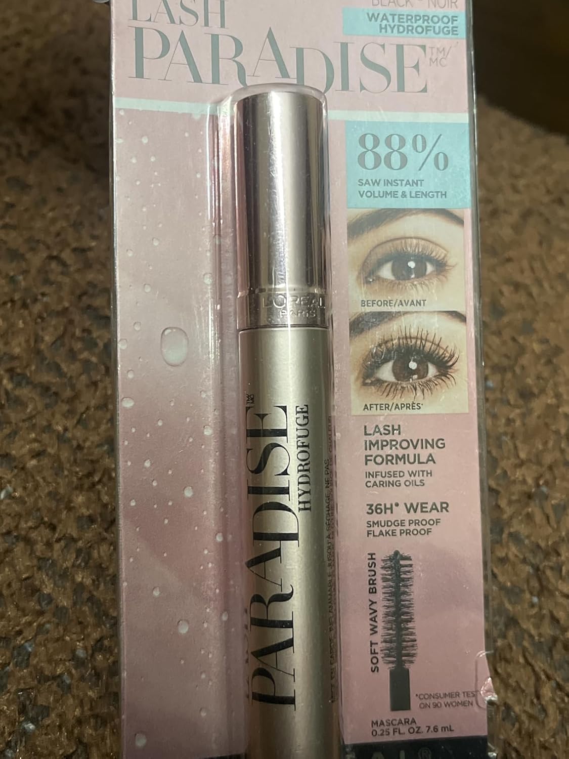 L'Oreal Paris Cosmetics L'Oreal Paris Voluminous Lash Paradise Waterproof Mascara, Blackest Black, 0.25 Fl Oz (Pack of 1) Packaging May Vary