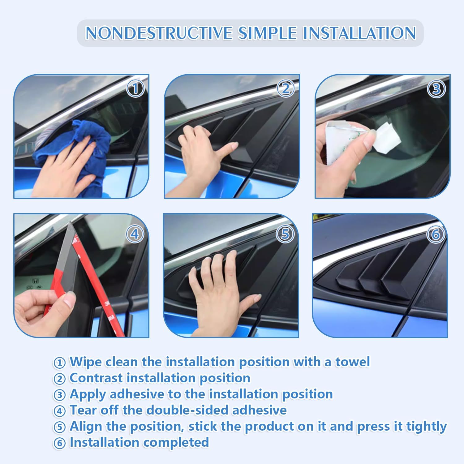 Compatible with Hyundai Elantra 2024 2025 2026 Window Louvers Front Side Racing Style ABS Window Louvers Air Vent Scoop Shades Cover Blinds Car Exterior Accessories - Bright Black Style 2PCS