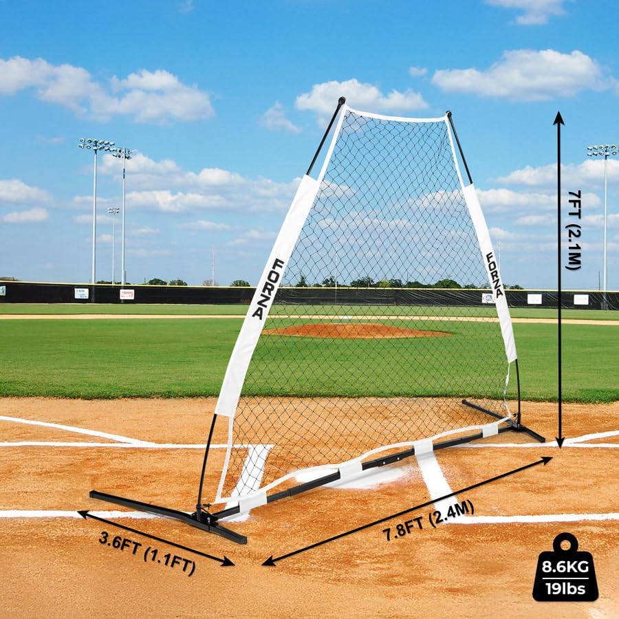 FORZA Proflex Triangle Pitching Screen | Pop-Up A-Frame Baseball & Softball Pitcher Protection | 7.8ft × 7ft, Heavy-Duty 45-Ply Net with Fiberglass & Metal Frame | Portable Design with Carry Bag