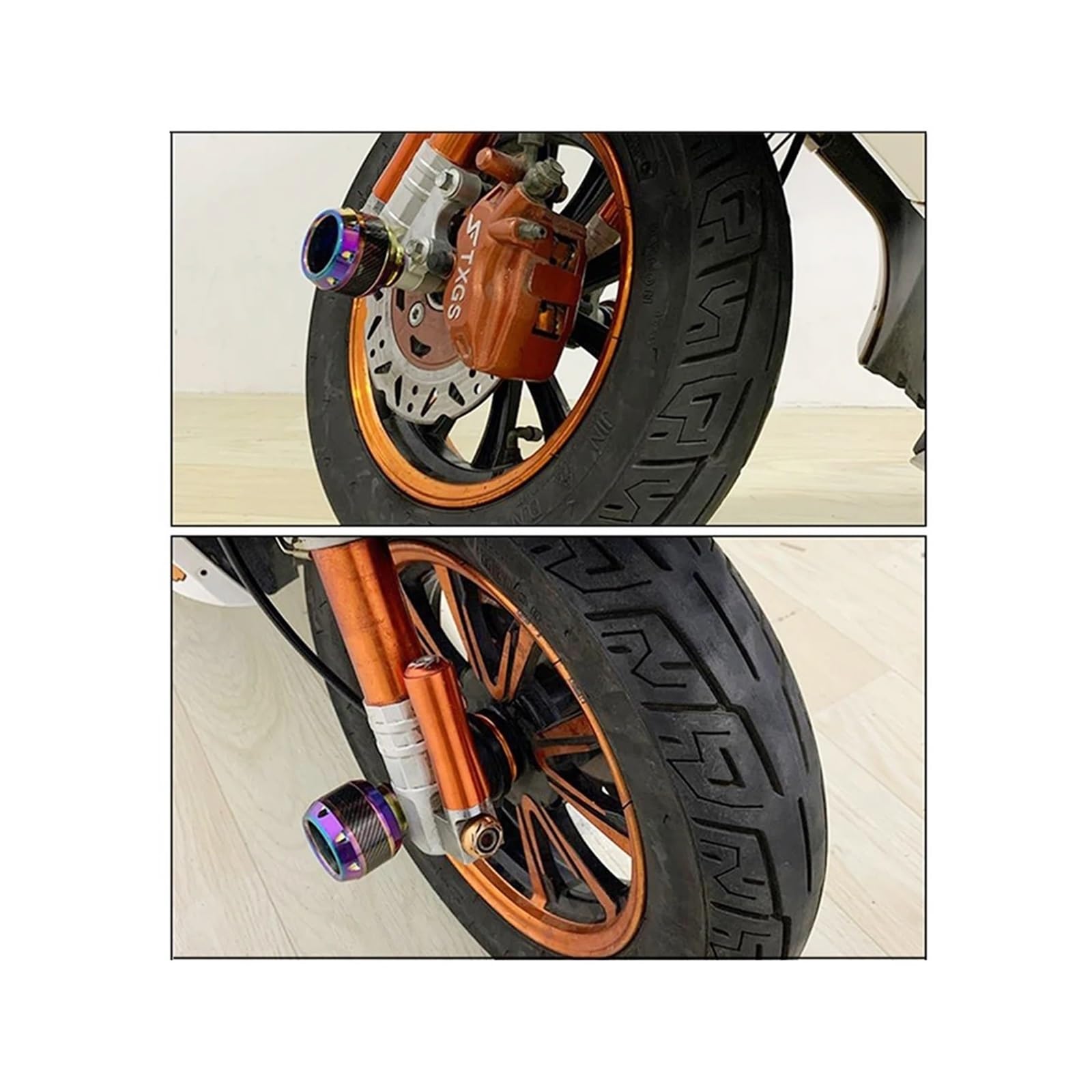Moto Tamponi Paratelaio 2 Pezzi In Titanio Per Telaio Di Moto, Protezione Anti-caduta Forcella Anteriore Alluminio, Universale Fibra Carbonio