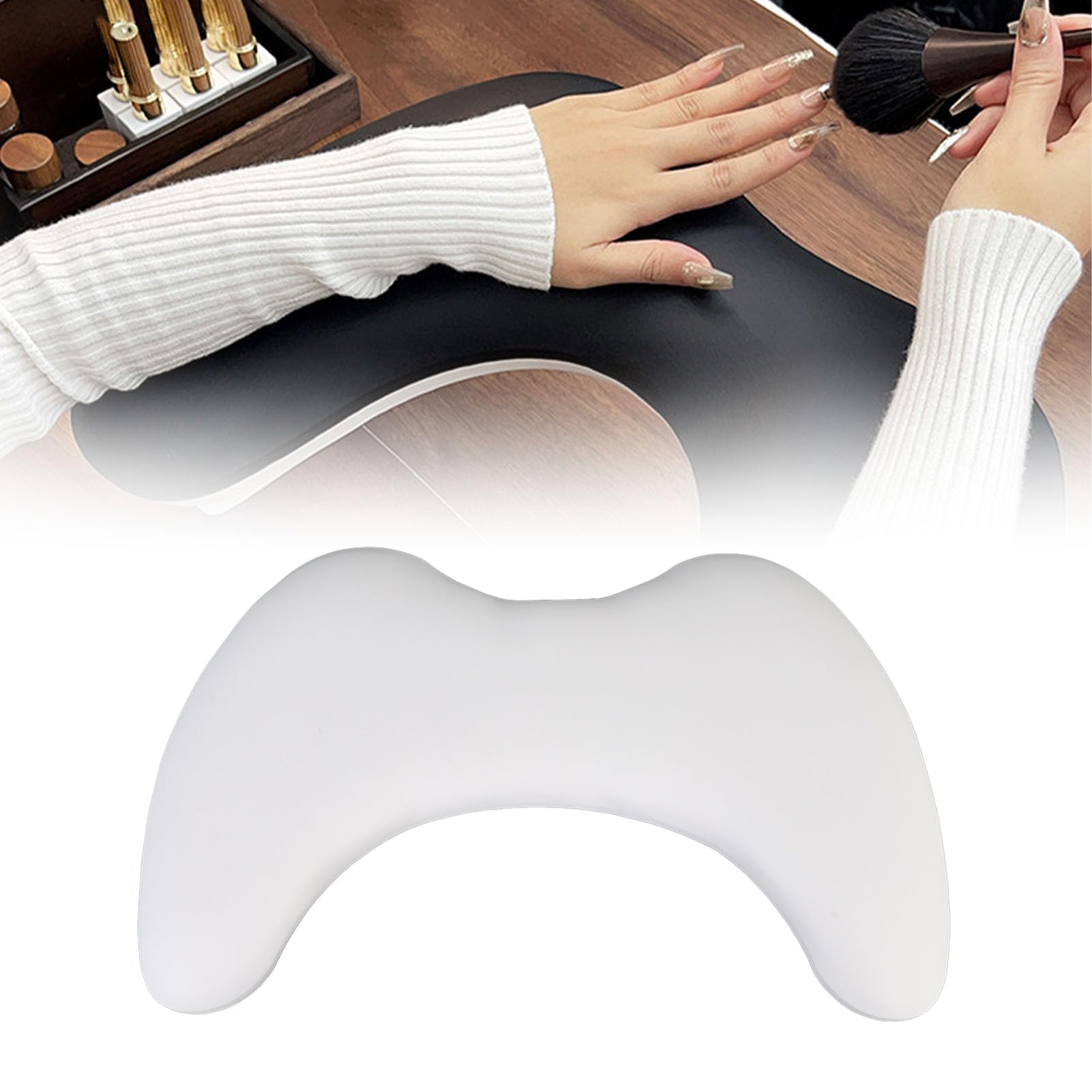 Repose-Main pour Manucure en Cuir PU, Accoudoir Détachable, Oreiller à Main en Forme de U avec Hauteur de Support pour Ongles, Confort et Précision pour la Technique des Ongles