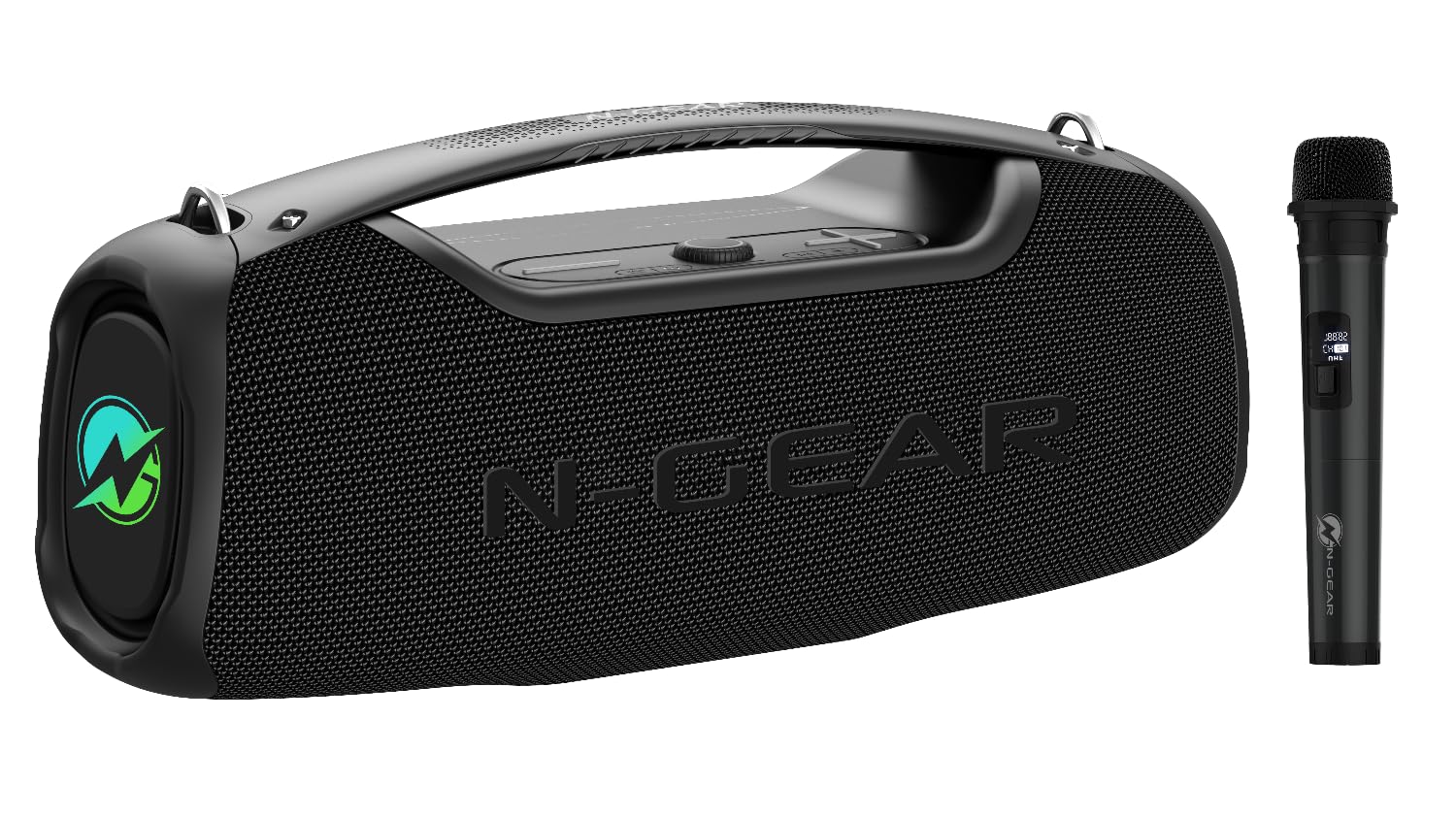 N-Gear NRG 500 – głośnik Bluetooth do użytku na zewnątrz, przenośny zestaw imprezowy z dźwiękiem i światłem na imprezę, Bluetooth Box z mikrofonem, 500 W, wodoszczelny, 8 godzin odtwarzania basów