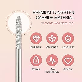 PANA 3/32 Cuticle Clean Nail Carbide Bit for Professional, Nail Salon, Nail Trimmer, Under Nail Cleaner, Electric Drill Machine, Manicure Tools (Silver-UNC, Coarse)