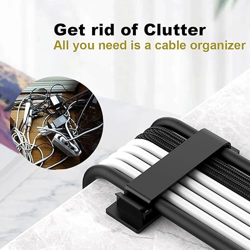 Miniatura 3 de 10 clips de gestión de cables, organizador de cables para electrodomésticos, clips de gestión de cables para teléfono, computadora, cargador,