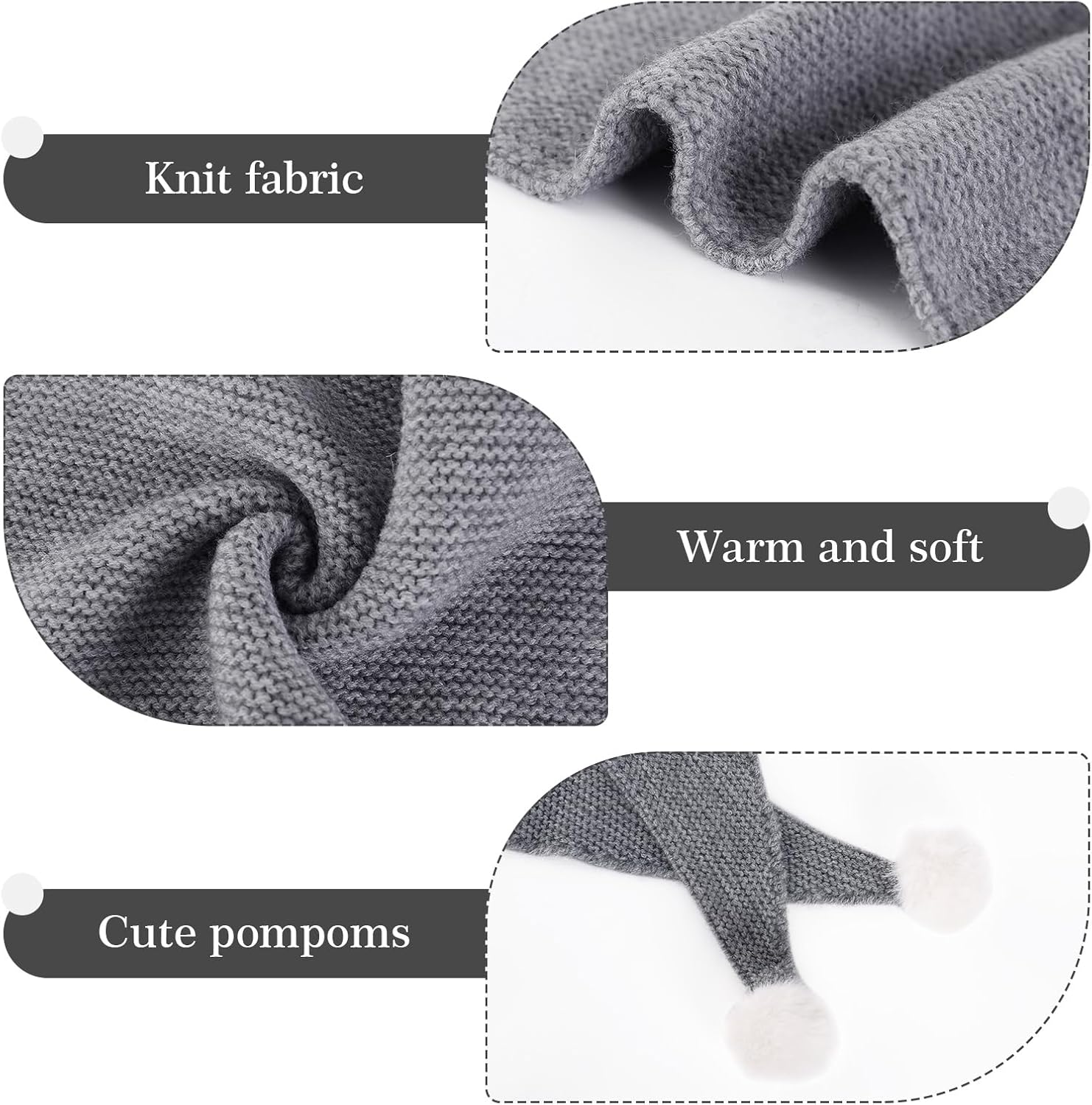 GERINLY Solid Color Triangle Scarf with Pom Poms, Knit Bandana Head Scarfs, Small Blanket Shawl for Travel - Image 6