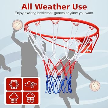 Basketball Hoop Ring Basketball Hoop Net and Wall Fixings Standard Basket Size with 45cm Diameter for Indoor and Outdoor Mounting