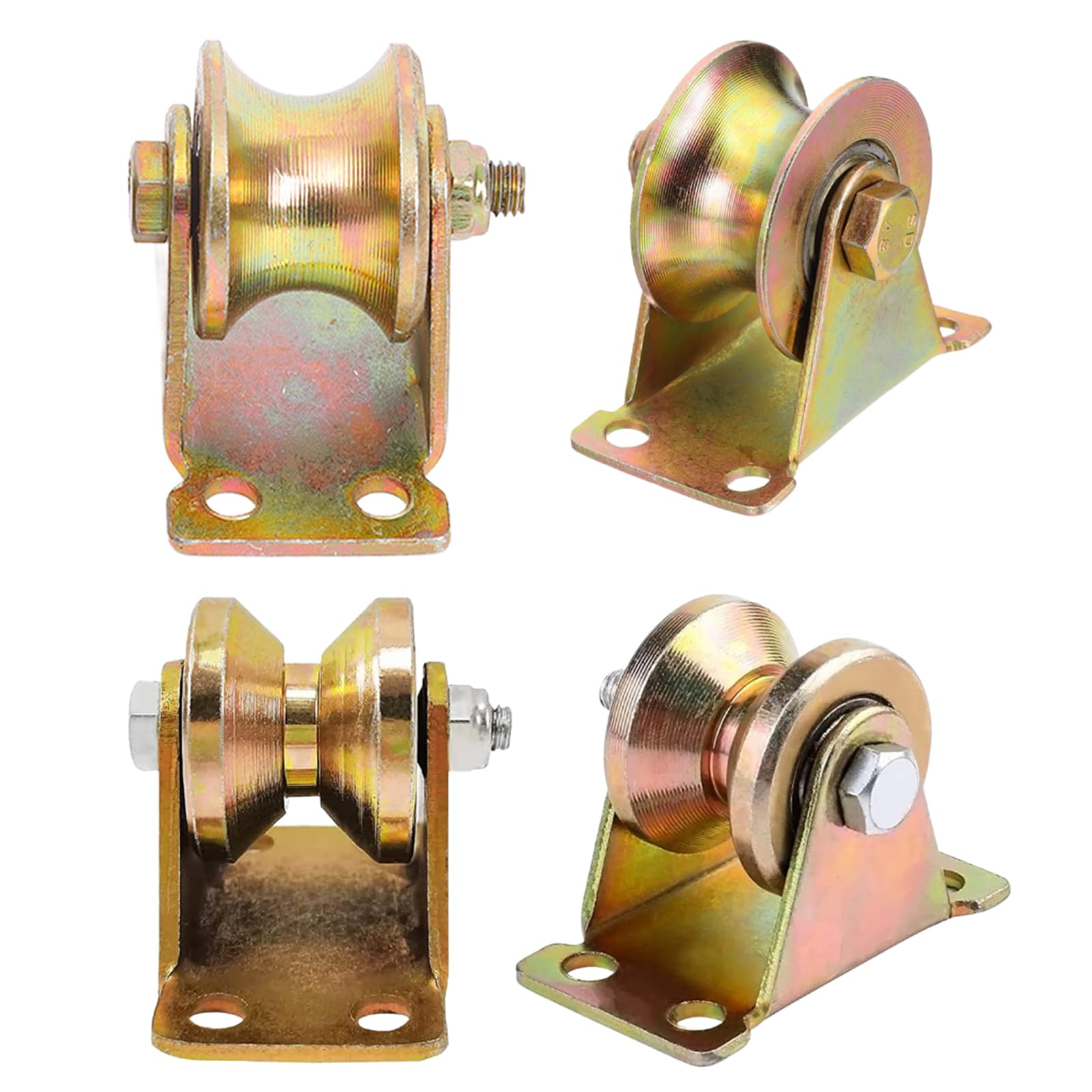 Rueda con Ranura en V/U, Polea Multiusos para Elevar Grúas, Configuraciones Invertidas, Tendedero, Puertas Enrollables, Capacidad de Carga de 200 Kg 2 pcs 4"(100mm-U)
