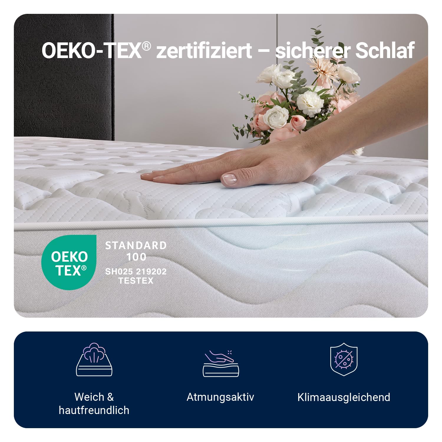 Avenco Matratze 180x200 cm 7 Zonen Taschenfederkernmatratze Mittelfeste H3 | Hybridmatratze mit Komfortschaum für Seitenschläfer, OEKO-TEX®, Ergonomische Unterstützung Rollmatratze, 20 cm Höhe