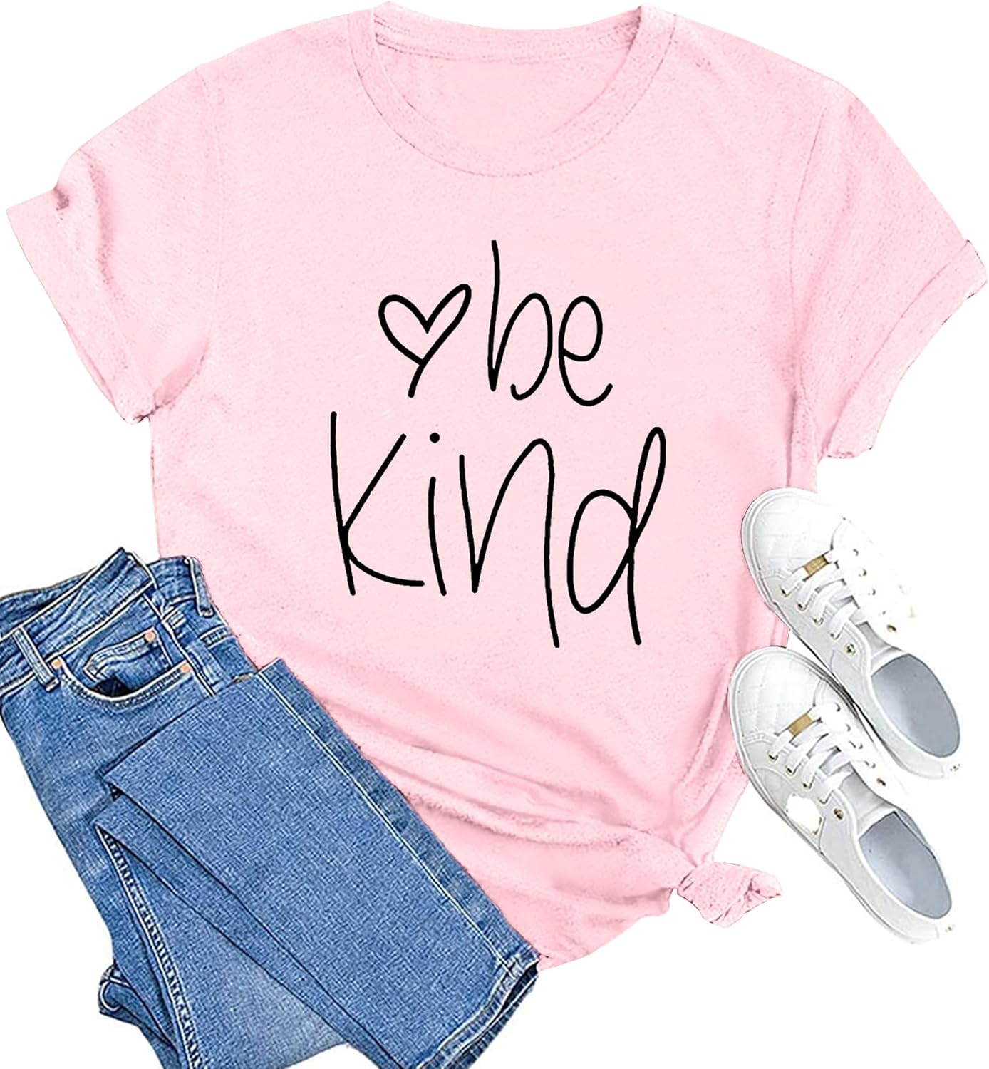 MAIHUN Be Kind Shirt for Women Tie Dye Rainbow T Shirt Inspirational Teacher Tees Tops Blessed Short Sleeve