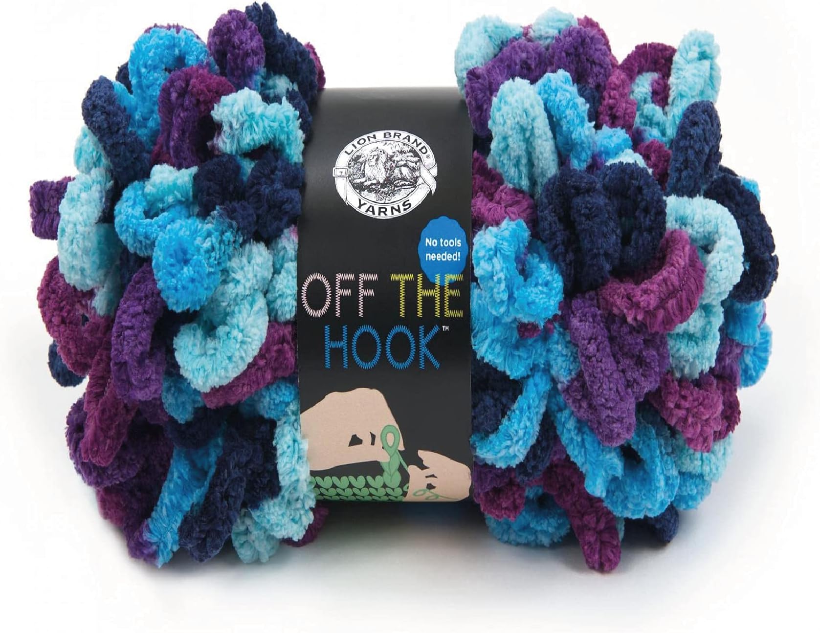 (1 Skein) Lion Brand Yarn Off the Hook Bulky No Needle Yarn, Hypnotic